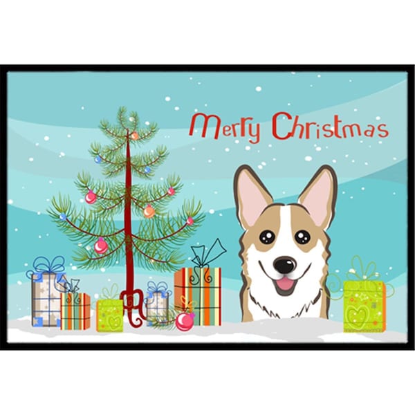 Carolines Treasures Christmas Tree and Sable Corgi Indoor or Outdoor Mat- 18 x 27 BB1625MAT - main